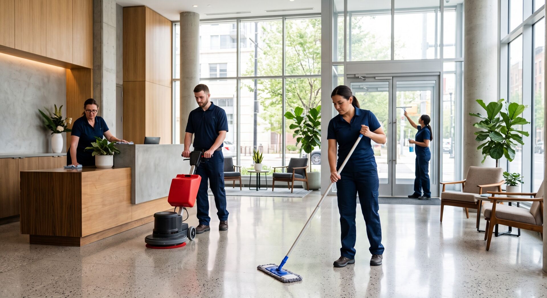 Professional cleaning team